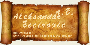 Aleksandar Bećirović vizit kartica
